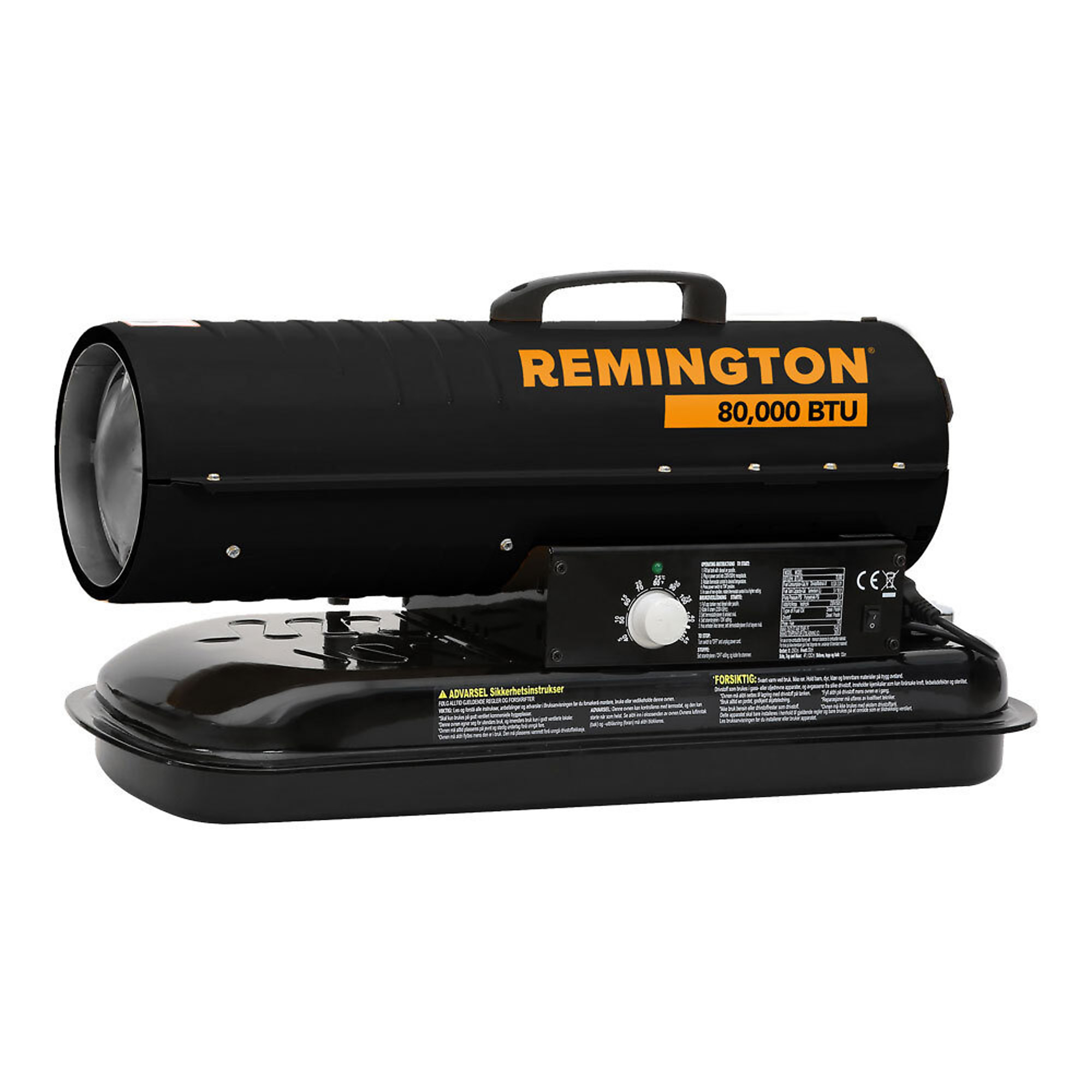 Remington, 80K BTU Kerosene/Diesel Heater, Fuel Type Kerosene, Max. Heat Output 80000 Btu/hour, Model# REM-80T-KFA-B